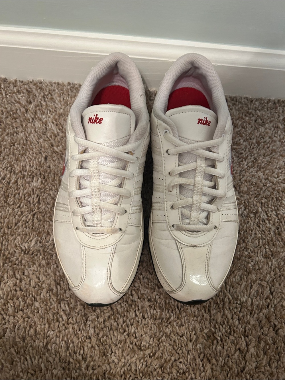 Nike White Low-Top Sneakers with Red Accents
